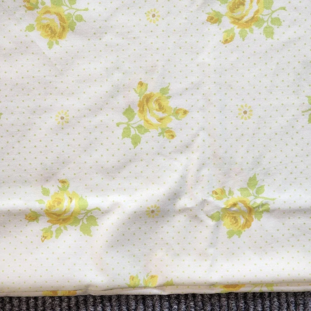 Vintage Wamsutta Yellow Rose Floral Sheet Set Double Flat Fitted‎ Ultra Percale